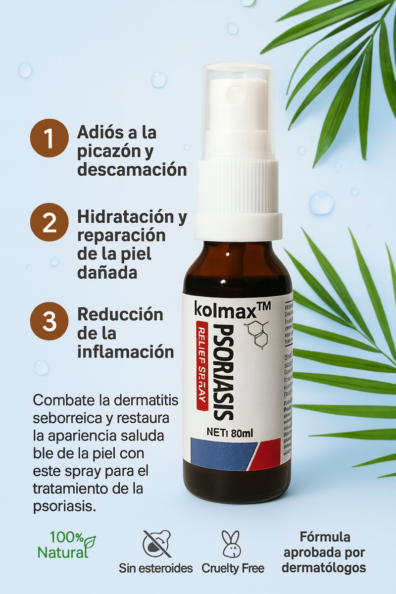 Adiós a la Picazón y la Irritación en Días - Spray Alivio Psoriasis KOLMAX